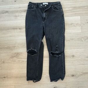 Abercrombie & Fitch Black curve love ankle distressed ultra high rise jean